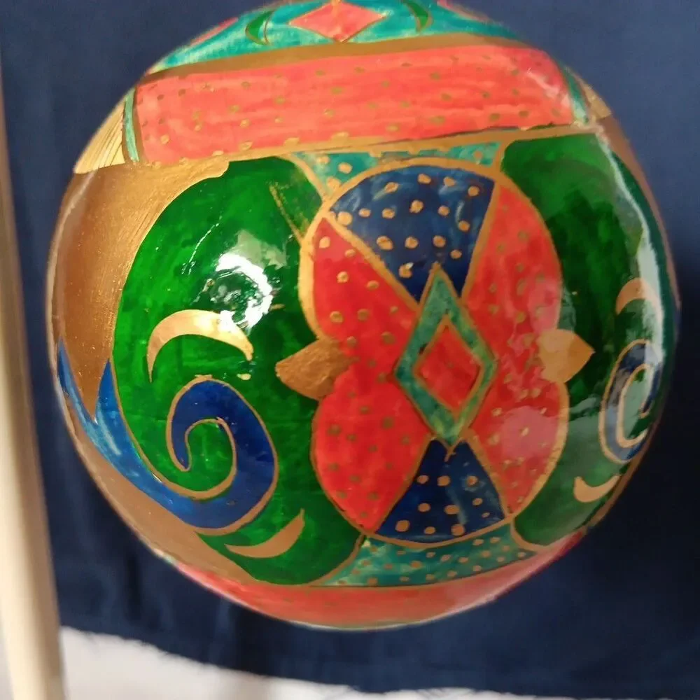 Traditional Hand Painted Ornaments From India Large 4in Christmas Tree Gnome